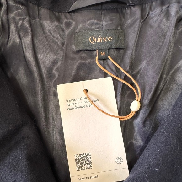 Quince NWT SZ MED Women's‎ Navy Blue Wool Blend Coat with Shawl Collar Size M - Picture 7 of 14